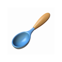Blue Plastic Spoon with Tan Handle for Kitchen and Baby Feeding Isolated on Transparent Background png