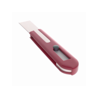Red Utility Knife with Retractable Blade and Transparent Background for Cutting and Crafting Tasks png