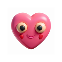 Pink Heart Shape with Cartoon Eyes and Smile Face for Cute Fun Designs and Valentines Themes png
