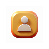Yellow Gradient 3D Social Media User Profile Icon with White Figure on Transparent Background png