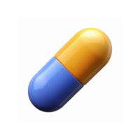 Bright Two Toned Capsule with Blue and Orange Colors Representing Medicine or Healthcare on Transparent Background png