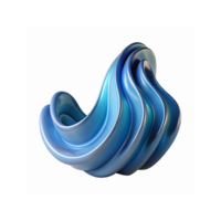 Abstract Flowing Blue Curved 3D Shape with Smooth Metallic Texture and Gradient Design for png