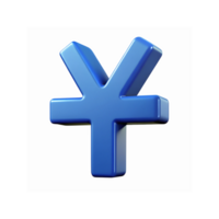 Blue Yen Currency Symbol 3D Render Illustration for Financial Concepts and Business Applications png