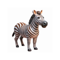 Illustrated Cartoon Zebra with Striped Pattern and Smiling Expression on Transparent Background png