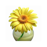 Bright Yellow Gerbera Daisy in a Glass Vase Isolated on Transparent Background for Floral Decor Ideas png