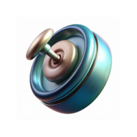 Metallic Blue Gradient Yo-Yo with Golden Axle and Reflective Finish on Transparent Background png