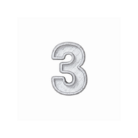 Rustic Textured White Number 3 Digit Isolated on Black Background for Design and Typography Projects png
