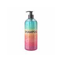 Gradient Colored Shampoo Bottle with Pump Dispenser and Water Droplets on Transparent Background png