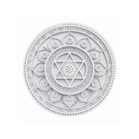 Intricate Gray Mandala with Geometric Star Design and Decorative Ornamental Patterns on Transparent Background png