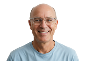 Happy Smiling Bald Senior Man Wearing Glasses Studio Portrait Face Male Aged Adult Older Image Photo png