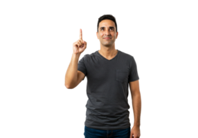 homem dentro cinzento camiseta pontos para cima idéia conceito Preto Projeto escolha futuro crescimento gesto digital png