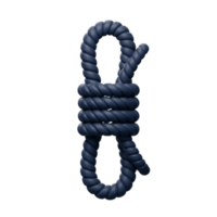 Dark Blue Rope Knot Isolated Black Background Nautical Design Element 3D Sea Cord Image Ocean Twine png