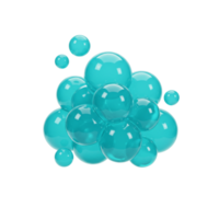 Abstract Teal Bubbles 3D Render Floating Design Graphic Background Aqua Cyan Blue Shiny Fluid Green png