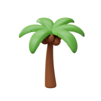 Cartoon 3D Render of a Tropical Palm Tree with Coconuts Fun Cute Green Brown Summer Island Nature png