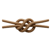Beige Rope Knot Tied Securely on Black Background Simple Studio Shot 3d cord brown twine image model png