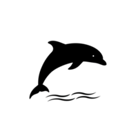 Elegant Dolphin Leaping Ocean Waves Simple Line Art Graphic Design Sea Jump Water White Black Marine png