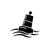 Simple Minimalist Buoy Icon Ocean Water Navigation sea boat ship mark waves black white symbol png