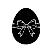 Elegant Easter Egg with Hand Drawn White Bow Design Simple Black Background ribbon spring png