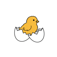 Cute Yellow Chick Emerging from Cracked Eggshell Baby Bird Farm Life Image Animal Spring Easter png