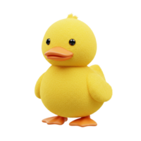 Adorable Yellow Fuzzy Duckling Cartoon 3D Render Cute Baby Animal Toy Fun Soft Sweet Happy Image png