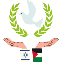israel and palestine flags with hands protecting of peace png