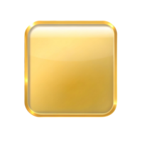 Shiny Golden Square Button with a Polished Gold Frame Elegant Design Element for App Icon Website or Game User Interface png