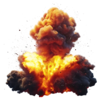 Fiery Explosion with Smoke and Debris on Black Background A Large Powerful Blast of Fire and Smoke png