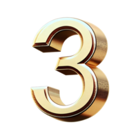 A three dimensional gold number three on a black background a luxurious and elegant design png