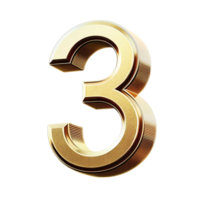 A Luxurious Gold Number Three on Black Background Three Dimensional Digit Golden Texture Rich Elegant Design png