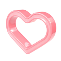 A Pink 3D Rendered Heart Shape Frame with a Glossy Finish and Smooth Curves png