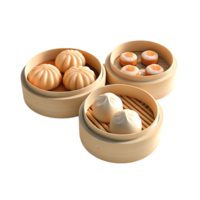 Delicious Steamed Buns and Dumplings in Bamboo Steamers png
