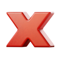 A Bold Red Three Dimensional Letter X on a Black Background png