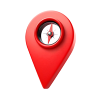 Red Map Pointer with Embedded Compass Navigation System png