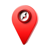 3D Red Location Marker with Embedded Compass Rose Navigation Icon png