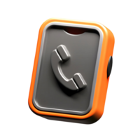 Three Dimensional Orange and Gray Phone Icon on Black Background png