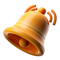 Three Dimensional Render of an Orange Bell with Wireless Signal Icon Notification Alert png