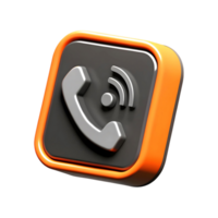 Three Dimensional Orange and Gray Phone App Icon with Wifi Signal png