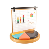 Colorful 3D Render of Business Charts and Graphs on Display Board png