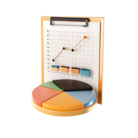 3D Render of Business Charts Showing Growth and Data Analysis png