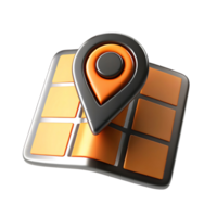 Modern 3D Render of a Location Pin on a Gridded Map Graphic Design Element png