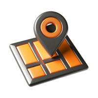 3D Render of a Location Marker on a Grid Map Interface png
