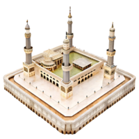 Intricate Architectural Model of a Grand Mosque with Elegant Minarets and Courtyards png