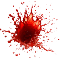 A dramatic image of a vibrant red liquid splashing against a stark black background, creating a visually striking and intense explosion of color and motion png
