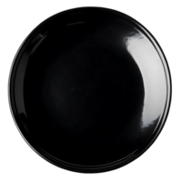 A Stunning Black Glossy Empty Plate on a Black Background, Minimalist Tableware Photography png