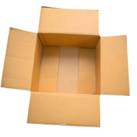 An Open Empty Cardboard Box on a Black Background, Top View, Ready for Packing and Shipping png