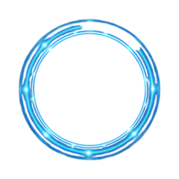 Abstract Blue Circular Glowing Light Frame Design Element on Black Background png