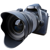 Professional DSLR Camera with Lens Hood and Large Aperture Lens png