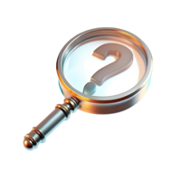 A magnifying glass focusing on a question mark mystery enigma search investigation inquiry solution problem solving puzzle clue riddle png