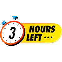 Countdown 3 hours left badges colorful style png