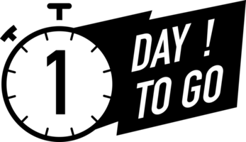 1 days to go timer label color style isolated png